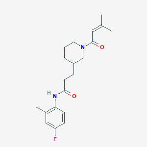 molecular formula C20H27FN2O2 B3973292 N-(4-fluoro-2-methylphenyl)-3-[1-(3-methyl-2-butenoyl)-3-piperidinyl]propanamide 