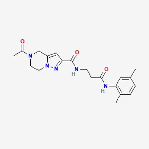 molecular formula C20H25N5O3 B3973299 5-acetyl-N-{3-[(2,5-dimethylphenyl)amino]-3-oxopropyl}-4,5,6,7-tetrahydropyrazolo[1,5-a]pyrazine-2-carboxamide 