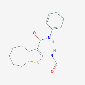 molecular formula C21H26N2O2S B397332 2-[(2,2-dimethylpropanoyl)amino]-N-phenyl-5,6,7,8-tetrahydro-4H-cyclohepta[b]thiophene-3-carboxamide 