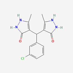 molecular formula C15H15ClN4O2 B3973327 4,4'-[(3-氯苯基)亚甲基]双(3-甲基-1H-吡唑-5-醇) 