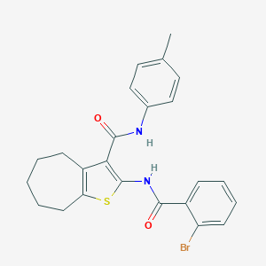molecular formula C24H23BrN2O2S B397333 2-[(2-bromobenzoyl)amino]-N-(4-methylphenyl)-5,6,7,8-tetrahydro-4H-cyclohepta[b]thiophene-3-carboxamide 