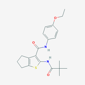 molecular formula C21H26N2O3S B397334 2-[(2,2-dimethylpropanoyl)amino]-N-(4-ethoxyphenyl)-5,6-dihydro-4H-cyclopenta[b]thiophene-3-carboxamide 