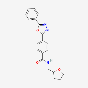 molecular formula C20H19N3O3 B3973349 4-(5-phenyl-1,3,4-oxadiazol-2-yl)-N-(tetrahydro-2-furanylmethyl)benzamide 