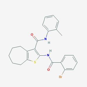 molecular formula C24H23BrN2O2S B397337 2-[(2-bromobenzoyl)amino]-N-(2-methylphenyl)-5,6,7,8-tetrahydro-4H-cyclohepta[b]thiophene-3-carboxamide 