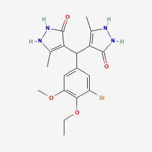 molecular formula C18H21BrN4O4 B3973374 4,4'-[(3-bromo-4-ethoxy-5-methoxyphenyl)methylene]bis(3-methyl-1H-pyrazol-5-ol) 