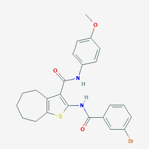 molecular formula C24H23BrN2O3S B397339 2-[(3-bromobenzoyl)amino]-N-(4-methoxyphenyl)-5,6,7,8-tetrahydro-4H-cyclohepta[b]thiophene-3-carboxamide 