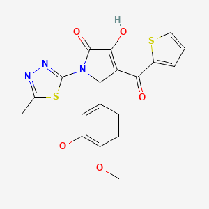 molecular formula C20H17N3O5S2 B3973394 5-(3,4-dimethoxyphenyl)-3-hydroxy-1-(5-methyl-1,3,4-thiadiazol-2-yl)-4-(2-thienylcarbonyl)-1,5-dihydro-2H-pyrrol-2-one 