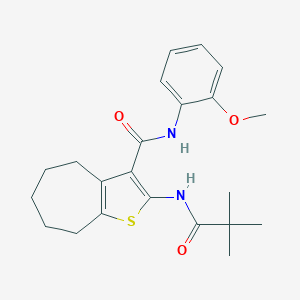 molecular formula C22H28N2O3S B397340 2-(2,2-dimethylpropanoylamino)-N-(2-methoxyphenyl)-5,6,7,8-tetrahydro-4H-cyclohepta[b]thiophene-3-carboxamide CAS No. 6043-45-4