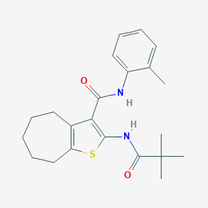 molecular formula C22H28N2O2S B397341 2-[(2,2-dimethylpropanoyl)amino]-N-(2-methylphenyl)-5,6,7,8-tetrahydro-4H-cyclohepta[b]thiophene-3-carboxamide 