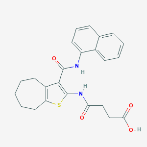 molecular formula C24H24N2O4S B397344 4-({3-[(1-naphthylamino)carbonyl]-5,6,7,8-tetrahydro-4H-cyclohepta[b]thien-2-yl}amino)-4-oxobutanoic acid 