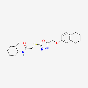 molecular formula C22H29N3O3S B3973468 N-(2-methylcyclohexyl)-2-({5-[(5,6,7,8-tetrahydro-2-naphthalenyloxy)methyl]-1,3,4-oxadiazol-2-yl}thio)acetamide 