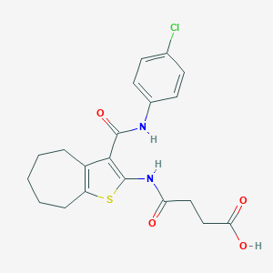 molecular formula C20H21ClN2O4S B397348 4-[[3-[(4-chlorophenyl)carbamoyl]-5,6,7,8-tetrahydro-4H-cyclohepta[b]thiophen-2-yl]amino]-4-oxobutanoic acid CAS No. 6048-57-3