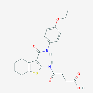 molecular formula C21H24N2O5S B397349 4-({3-[(4-Ethoxyanilino)carbonyl]-4,5,6,7-tetrahydro-1-benzothien-2-yl}amino)-4-oxobutanoic acid 
