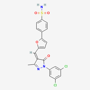 molecular formula C21H15Cl2N3O4S B3973493 4-(5-{[1-(3,5-dichlorophenyl)-3-methyl-5-oxo-1,5-dihydro-4H-pyrazol-4-ylidene]methyl}-2-furyl)benzenesulfonamide 