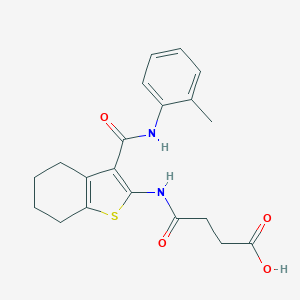 molecular formula C20H22N2O4S B397350 4-Oxo-4-{[3-(2-toluidinocarbonyl)-4,5,6,7-tetrahydro-1-benzothien-2-yl]amino}butanoic acid 
