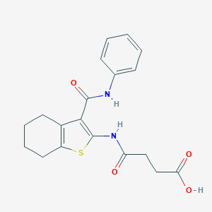 molecular formula C19H20N2O4S B397351 4-Oxo-4-{[3-(phenylcarbamoyl)-4,5,6,7-tetrahydro-1-benzothiophen-2-yl]amino}butanoic acid 