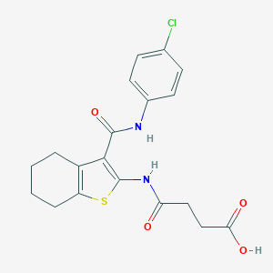 molecular formula C19H19ClN2O4S B397352 4-({3-[(4-Chloroanilino)carbonyl]-4,5,6,7-tetrahydro-1-benzothiophen-2-yl}amino)-4-oxobutanoic acid 