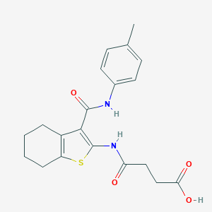 molecular formula C20H22N2O4S B397354 4-({3-[(4-Methylphenyl)carbamoyl]-4,5,6,7-tetrahydro-1-benzothiophen-2-yl}amino)-4-oxobutanoic acid 