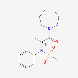 molecular formula C16H24N2O3S B3973548 N-[2-(1-azepanyl)-1-methyl-2-oxoethyl]-N-phenylmethanesulfonamide 