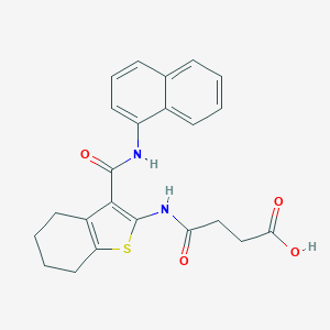 molecular formula C23H22N2O4S B397355 4-({3-[(1-Naphthylamino)carbonyl]-4,5,6,7-tetrahydro-1-benzothien-2-yl}amino)-4-oxobutanoic acid 