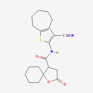 N-(3-cyano-5,6,7,8-tetrahydro-4H-cyclohepta[b]thien-2-yl)-2-oxo-1-oxaspiro[4.5]decane-4-carboxamide