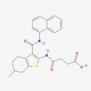 molecular formula C24H24N2O4S B397358 4-{[6-Methyl-3-(naphthalen-1-ylcarbamoyl)-4,5,6,7-tetrahydro-1-benzothiophen-2-yl]amino}-4-oxobutanoic acid 
