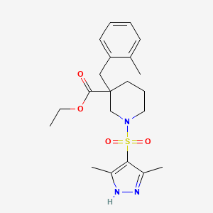 ethyl 1-[(3,5-dimethyl-1H-pyrazol-4-yl)sulfonyl]-3-(2-methylbenzyl)-3-piperidinecarboxylate