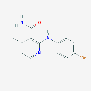 molecular formula C14H14BrN3O B3973657 2-[(4-bromophenyl)amino]-4,6-dimethylnicotinamide 