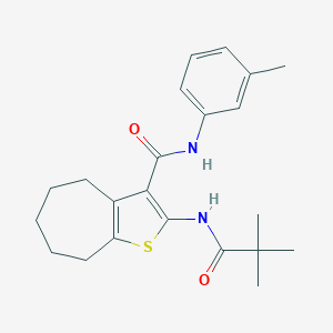 molecular formula C22H28N2O2S B397366 2-[(2,2-dimethylpropanoyl)amino]-N-(3-methylphenyl)-5,6,7,8-tetrahydro-4H-cyclohepta[b]thiophene-3-carboxamide 