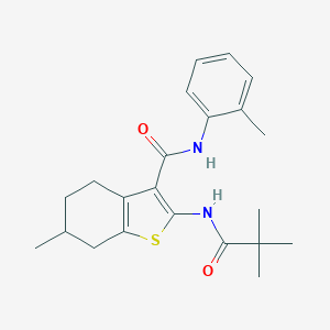 molecular formula C22H28N2O2S B397367 2-[(2,2-dimethylpropanoyl)amino]-6-methyl-N-(2-methylphenyl)-4,5,6,7-tetrahydro-1-benzothiophene-3-carboxamide 