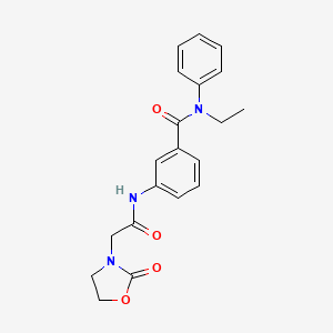 molecular formula C20H21N3O4 B3973772 N-ethyl-3-{[(2-oxo-1,3-oxazolidin-3-yl)acetyl]amino}-N-phenylbenzamide 