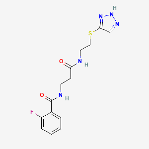 molecular formula C14H16FN5O2S B3973795 2-fluoro-N-(3-oxo-3-{[2-(1H-1,2,3-triazol-5-ylthio)ethyl]amino}propyl)benzamide 