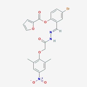 molecular formula C22H18BrN3O7 B397380 [4-bromo-2-[(E)-[[2-(2,6-dimethyl-4-nitrophenoxy)acetyl]hydrazinylidene]methyl]phenyl] furan-2-carboxylate 