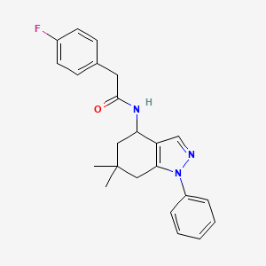 N-(6,6-dimethyl-1-phenyl-4,5,6,7-tetrahydro-1H-indazol-4-yl)-2-(4-fluorophenyl)acetamide