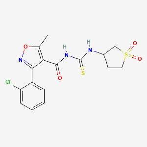 molecular formula C16H16ClN3O4S2 B3973854 3-(2-chlorophenyl)-N-{[(1,1-dioxidotetrahydro-3-thienyl)amino]carbonothioyl}-5-methyl-4-isoxazolecarboxamide 