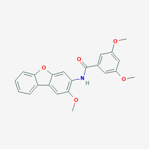 molecular formula C22H19NO5 B397390 3,5-Dimethoxy-N-(2-methoxy-dibenzofuran-3-yl)-benzamide CAS No. 376380-70-0