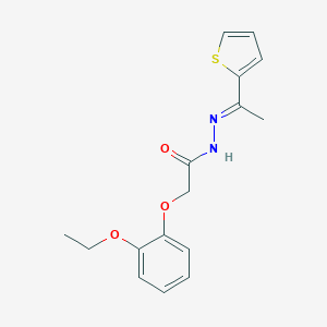 molecular formula C16H18N2O3S B397397 2-(2-ethoxyphenoxy)-N'-[(1E)-1-(thiophen-2-yl)ethylidene]acetohydrazide 