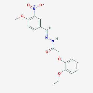 molecular formula C18H19N3O6 B397398 2-(2-ethoxyphenoxy)-N'-[(E)-(4-methoxy-3-nitrophenyl)methylidene]acetohydrazide 