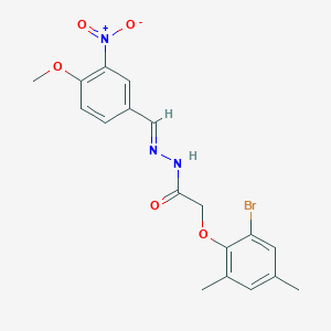molecular formula C18H18BrN3O5 B397401 2-(2-bromo-4,6-dimethylphenoxy)-N'-{3-nitro-4-methoxybenzylidene}acetohydrazide 