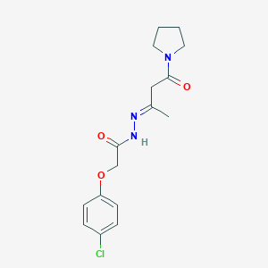 molecular formula C16H20ClN3O3 B397404 2-(4-chlorophenoxy)-N'-[1-methyl-3-oxo-3-(1-pyrrolidinyl)propylidene]acetohydrazide 