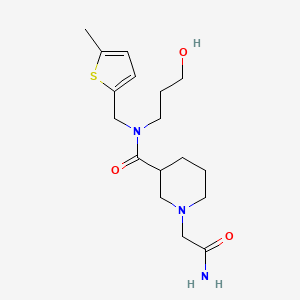 molecular formula C17H27N3O3S B3974066 1-(2-amino-2-oxoethyl)-N-(3-hydroxypropyl)-N-[(5-methyl-2-thienyl)methyl]piperidine-3-carboxamide 