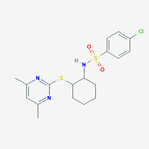 4-chloro-N-{2-[(4,6-dimethyl-2-pyrimidinyl)thio]cyclohexyl}benzenesulfonamide