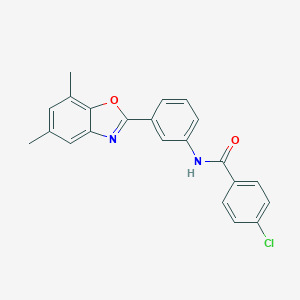 molecular formula C22H17ClN2O2 B397412 4-chloro-N-[3-(5,7-dimethyl-1,3-benzoxazol-2-yl)phenyl]benzamide 