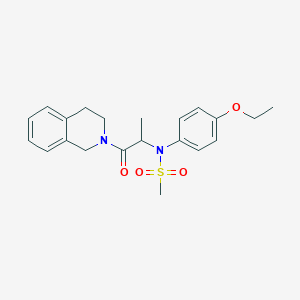 molecular formula C21H26N2O4S B3974129 N-[2-(3,4-dihydro-2(1H)-isoquinolinyl)-1-methyl-2-oxoethyl]-N-(4-ethoxyphenyl)methanesulfonamide 