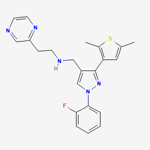 molecular formula C22H22FN5S B3974143 N-{[3-(2,5-dimethyl-3-thienyl)-1-(2-fluorophenyl)-1H-pyrazol-4-yl]methyl}-2-(2-pyrazinyl)ethanamine 