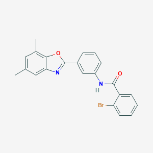 molecular formula C22H17BrN2O2 B397418 2-bromo-N-[3-(5,7-dimethyl-1,3-benzoxazol-2-yl)phenyl]benzamide 