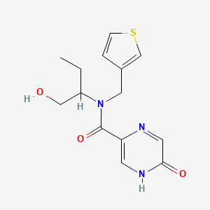 molecular formula C14H17N3O3S B3974198 5-hydroxy-N-[1-(hydroxymethyl)propyl]-N-(3-thienylmethyl)pyrazine-2-carboxamide 