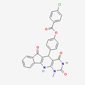 molecular formula C28H18ClN3O5 B3974230 4-(1-methyl-2,4,6-trioxo-2,3,4,5,6,11-hexahydro-1H-indeno[2',1':5,6]pyrido[2,3-d]pyrimidin-5-yl)phenyl 4-chlorobenzoate 