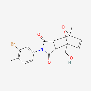 molecular formula C17H16BrNO4 B3974263 4-(3-bromo-4-methylphenyl)-1-(hydroxymethyl)-7-methyl-10-oxa-4-azatricyclo[5.2.1.0~2,6~]dec-8-ene-3,5-dione 