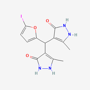 molecular formula C13H13IN4O3 B3974277 4,4'-[(5-iodo-2-furyl)methylene]bis(3-methyl-1H-pyrazol-5-ol) 